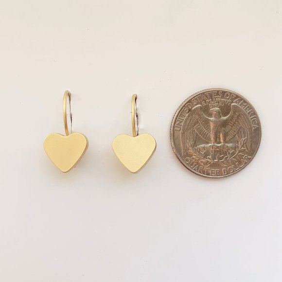 Heart Shaped Gold Plated Huggie Earrings - Picture 4 of 5